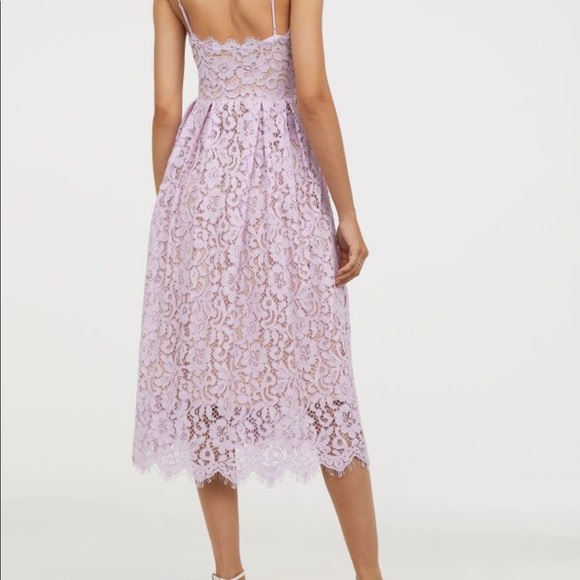 8 H&M lace dress lavender/nude with side zipper - Picture 3 of 9